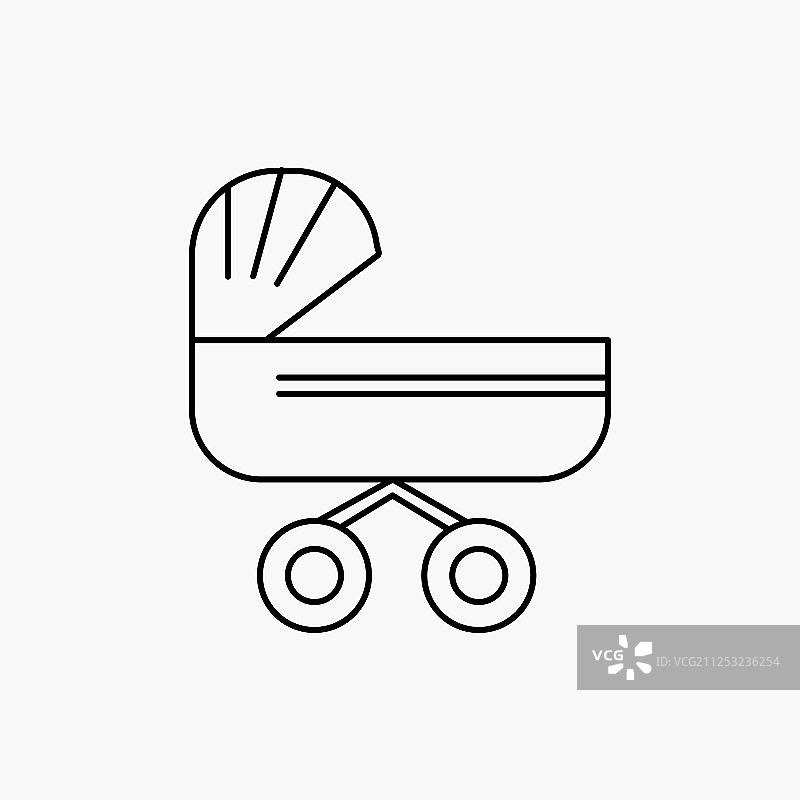 手推车婴儿推婴儿车线图标孤立图片素材