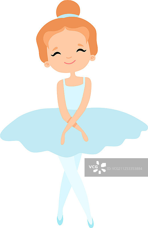 穿着浅蓝色芭蕾舞裙的可爱的小芭蕾舞演员图片素材