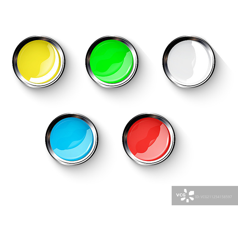 彩色按钮与金属元素eps 10图片素材