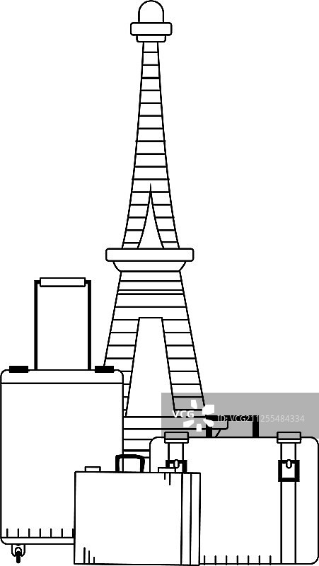 旅行箱和埃菲尔铁塔设计图片素材
