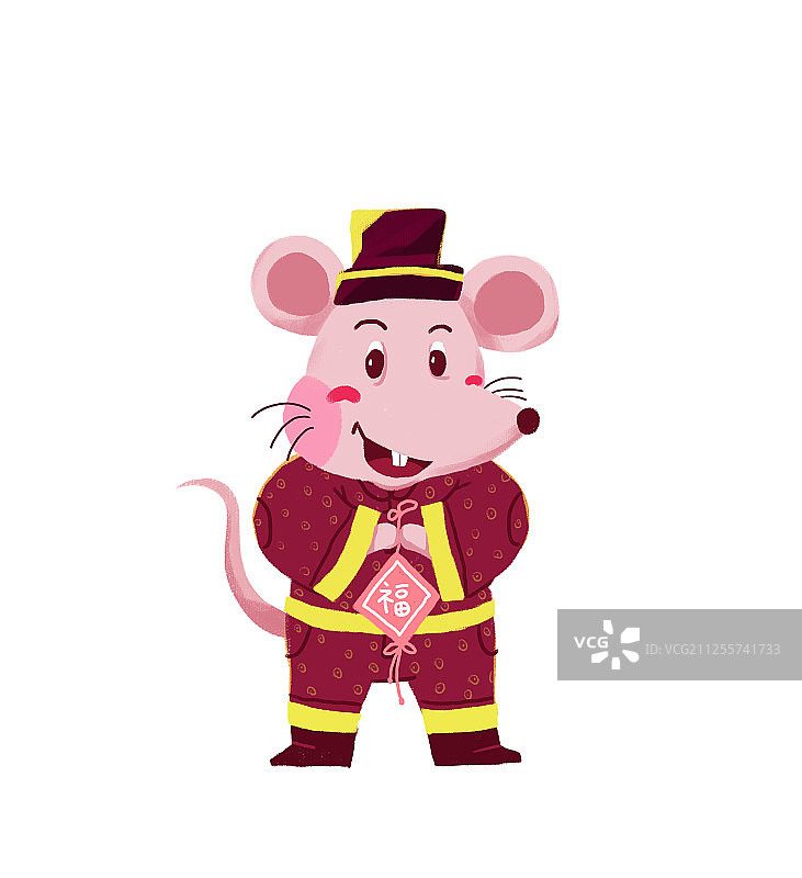 2020年鼠年新年插画老鼠拟人纯背景图片素材