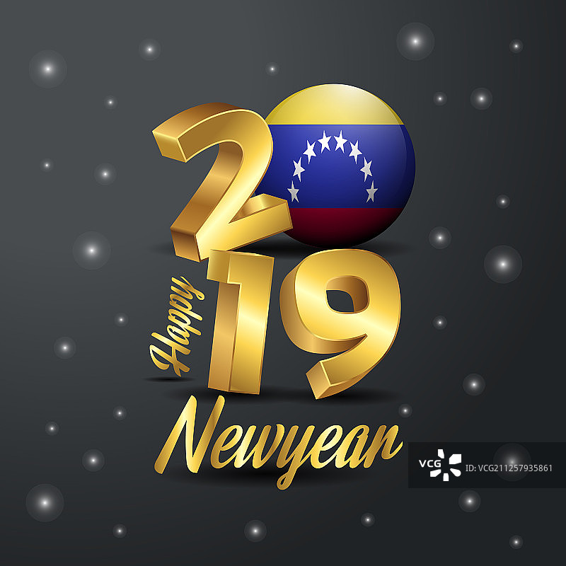 2019年新年快乐委内瑞拉国旗排版图片素材