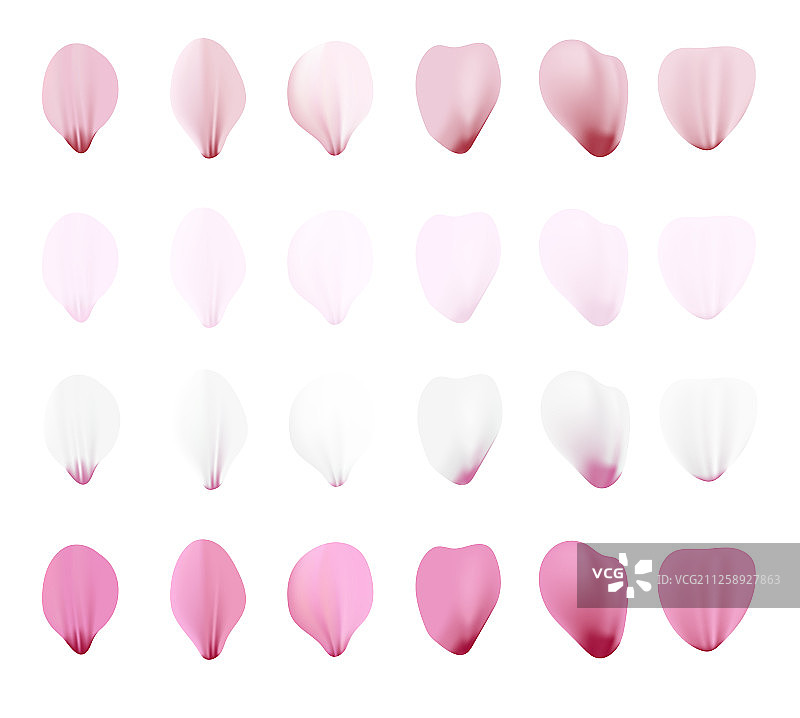 现实的粉红色樱花花瓣图标设置梯度图片素材