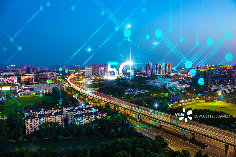 城市5G网络通信概念图片素材