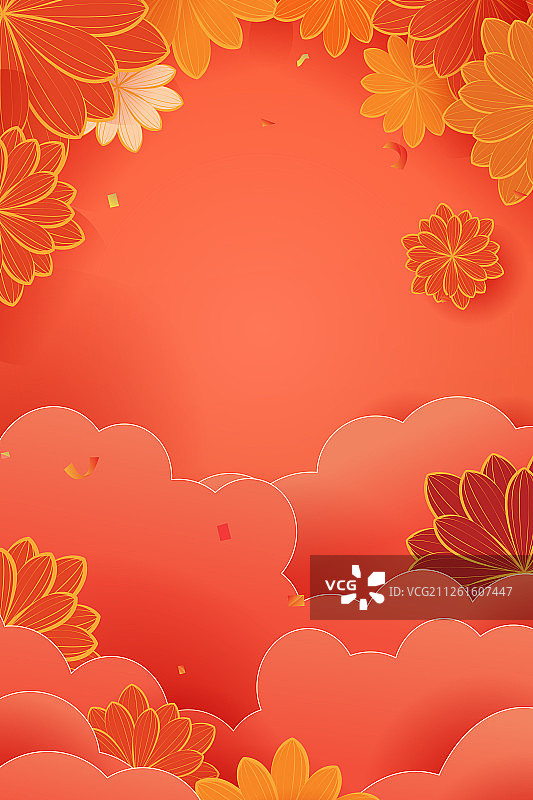 中国风花卉喜庆矢量背景插画图片素材