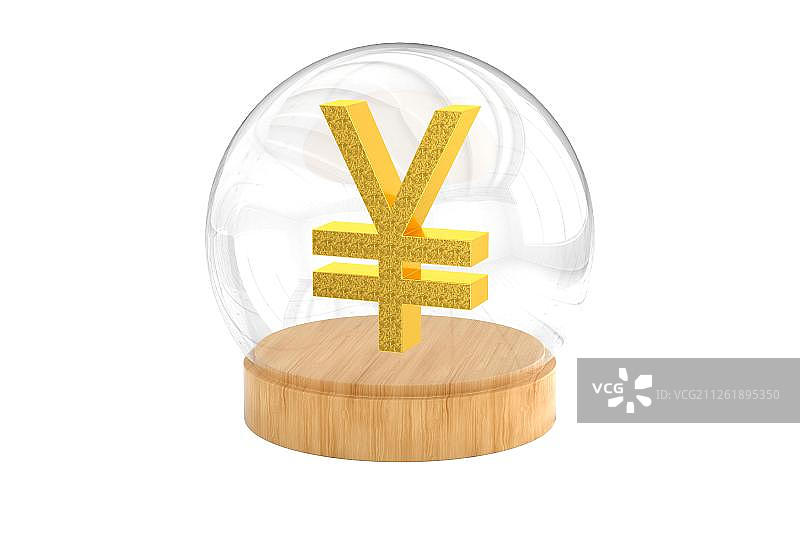 3D玻璃罩内的RMB符号图片素材