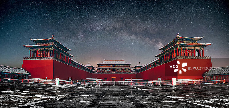 北京故宫午门星空雪图片素材