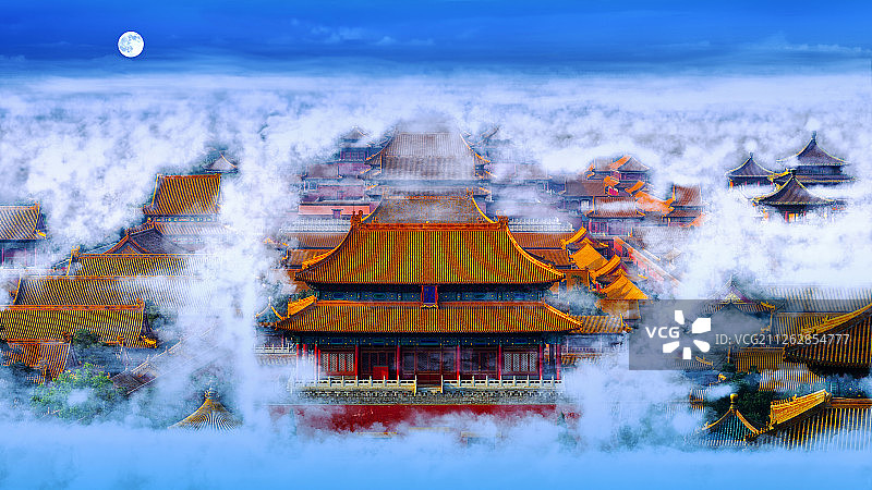北京紫禁城月夜图片素材