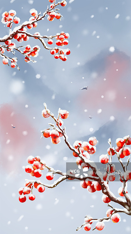 冬季霜降风景插画图片素材