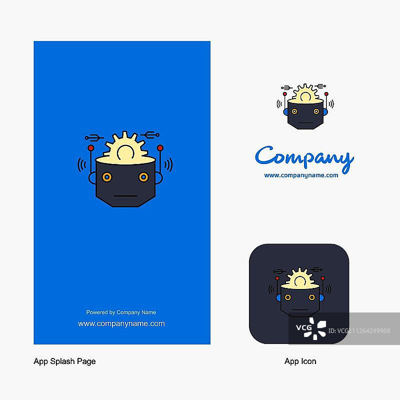 机器人公司Logo App图标和Splash页面设计。创意商业应用设计元素图片素材