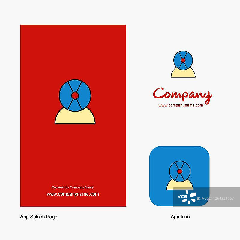 磁盘化身公司标志应用程序图标和Splash页面设计。创意商业应用设计元素图片素材