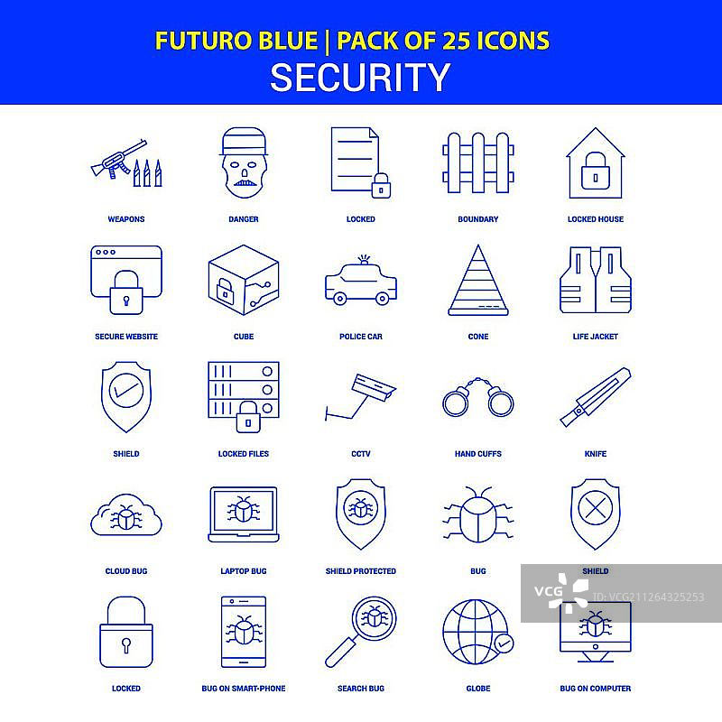 安全图标-未来蓝色25图标包图片素材