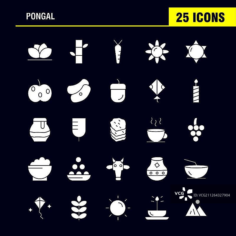 Pongal固体字形图标包为设计师和开发人员。采购产品花，草药，百合，莲花，温泉，竹子，美丽，温泉，向量的图标图片素材