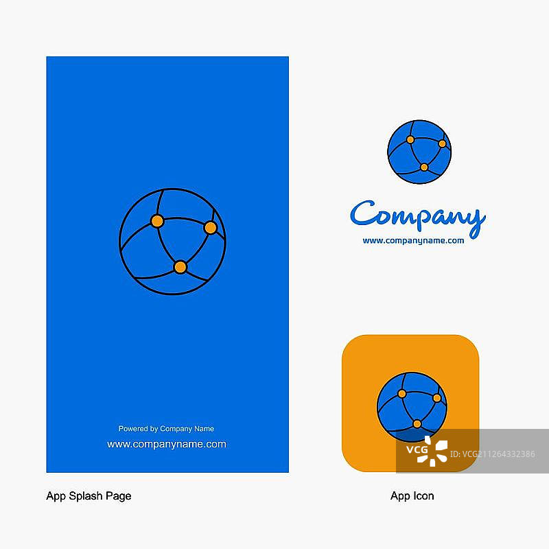 全球公司标志应用程序图标和Splash页面设计。创意商业应用设计元素图片素材
