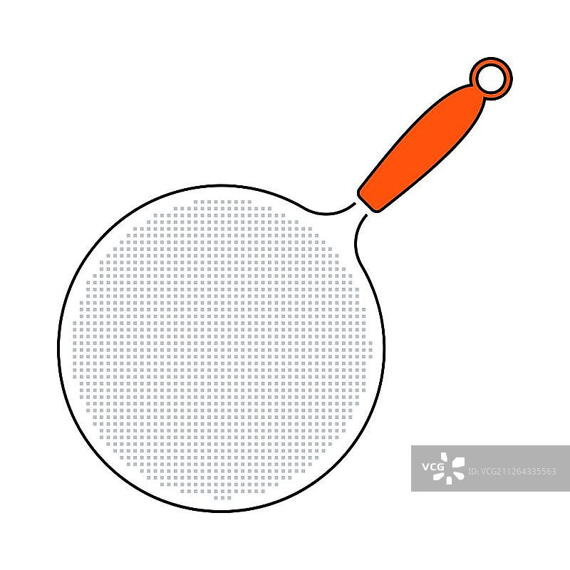 厨房滤器图标。细线与橙色填充设计。矢量插图。图片素材