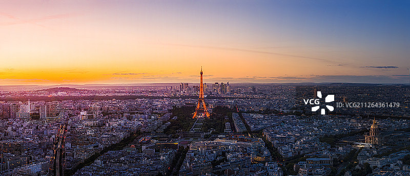 法国巴黎黄昏全景图图片素材