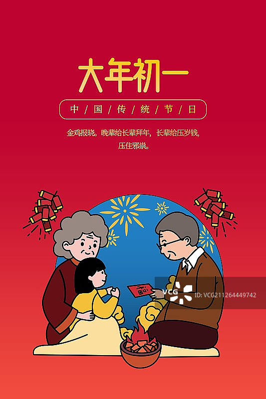 2020鼠年元旦春节新年年俗插
画海报图片素材
