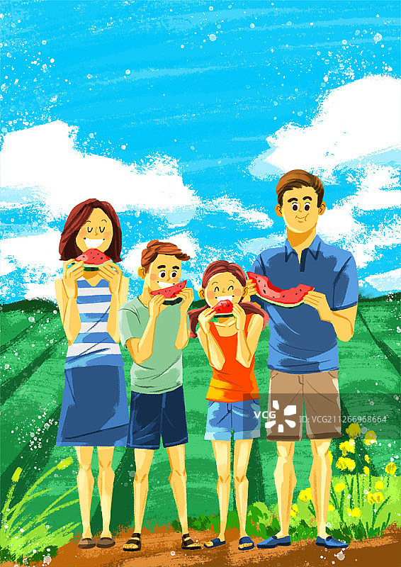 家庭在暑假的插图图片素材