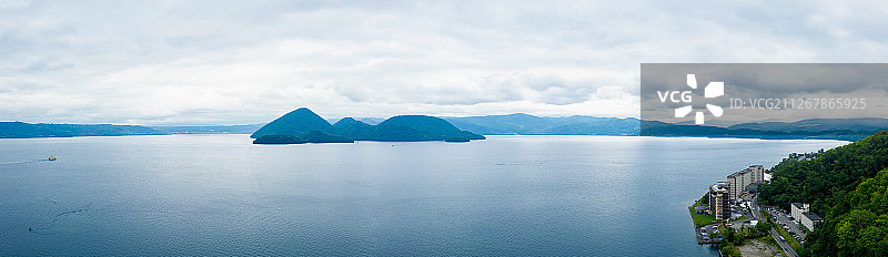 日本北海道洞爷湖航拍户外风光图片素材
