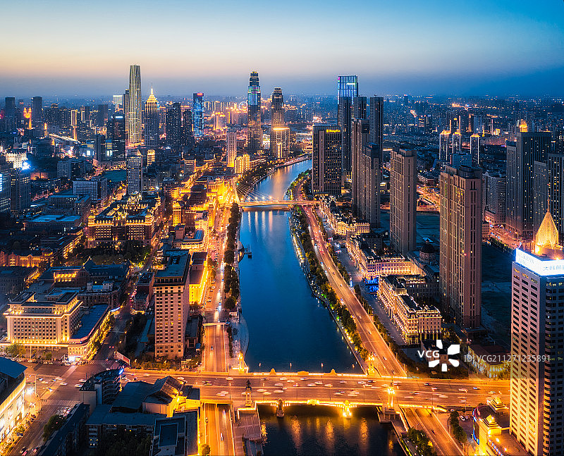 天津市海河夜景图片素材