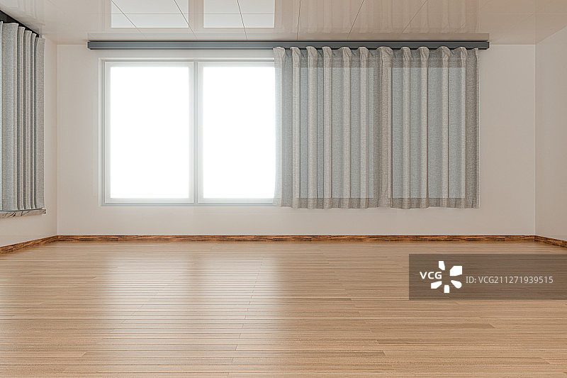 铺木地板的空房间 三维渲染图片素材