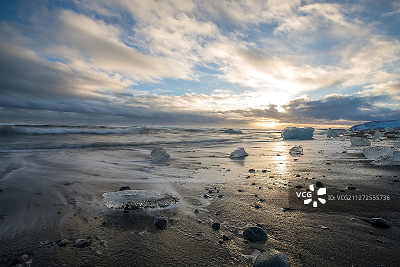 冰岛冬季钻石沙滩自然景观图片素材