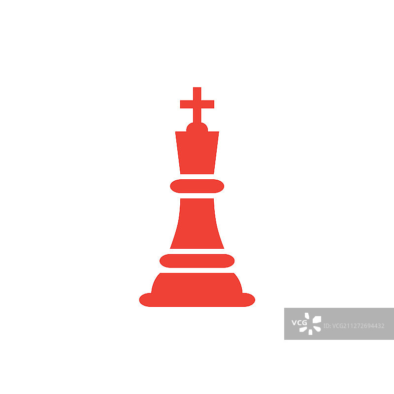 国际象棋王红色图标上白色背景红色平图片素材