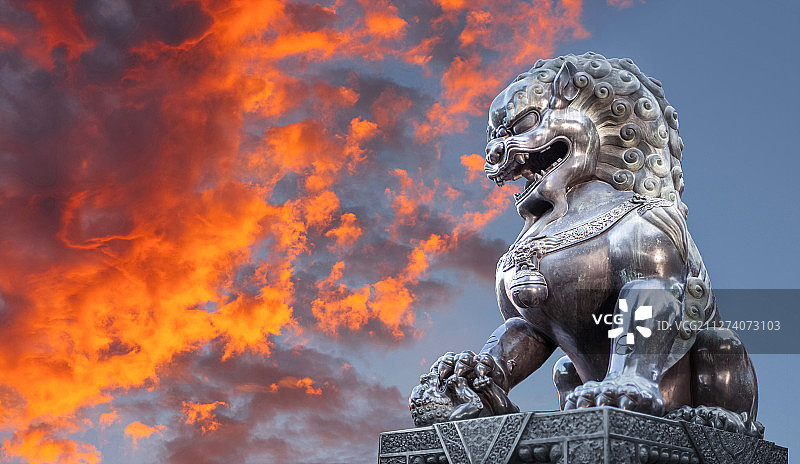 颐和园铜狮子图片素材