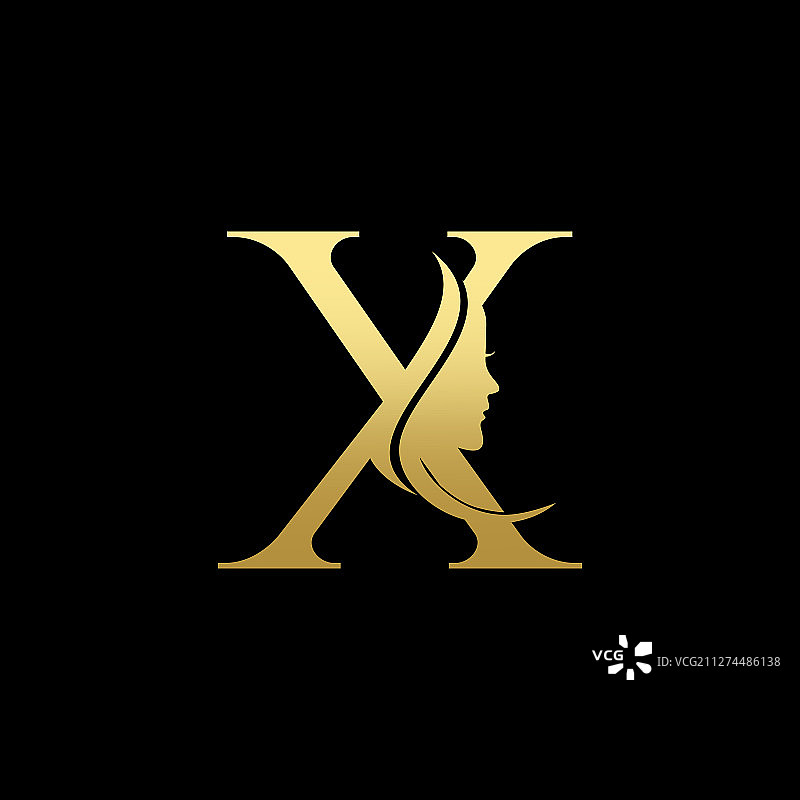 字母x美女脸标志设计图片素材
