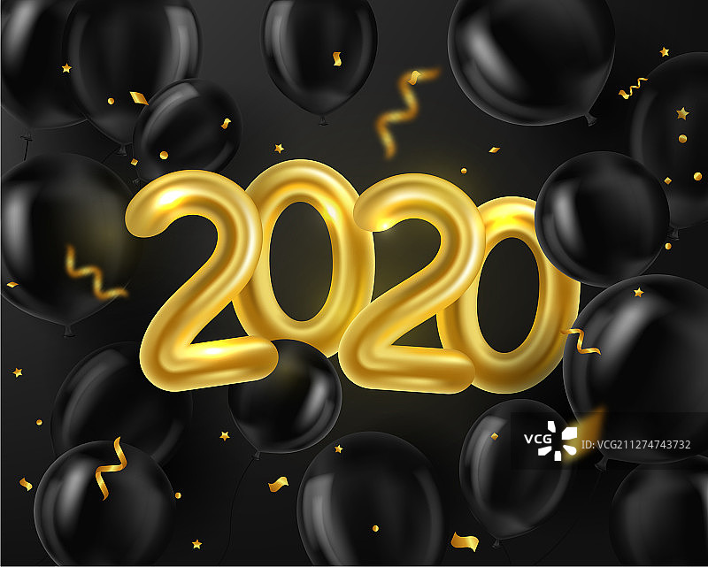 新年快乐2020背景现实金色图片素材