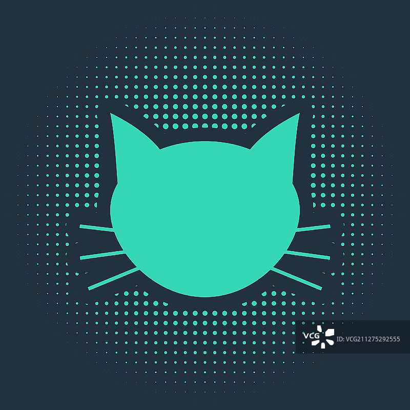 绿色的猫图标孤立在蓝色的背景图片素材