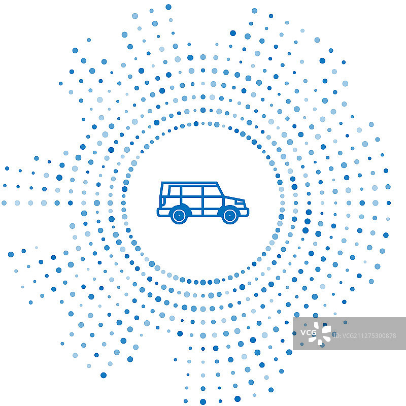 蓝色线外公路汽车图标孤立在白色图片素材