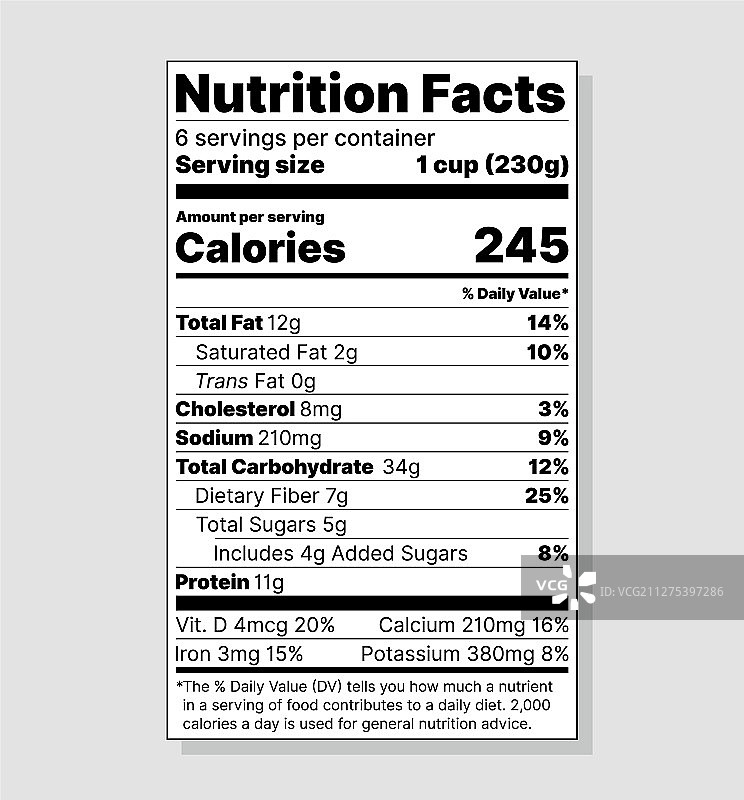 营养成分标签表食品信息图片素材