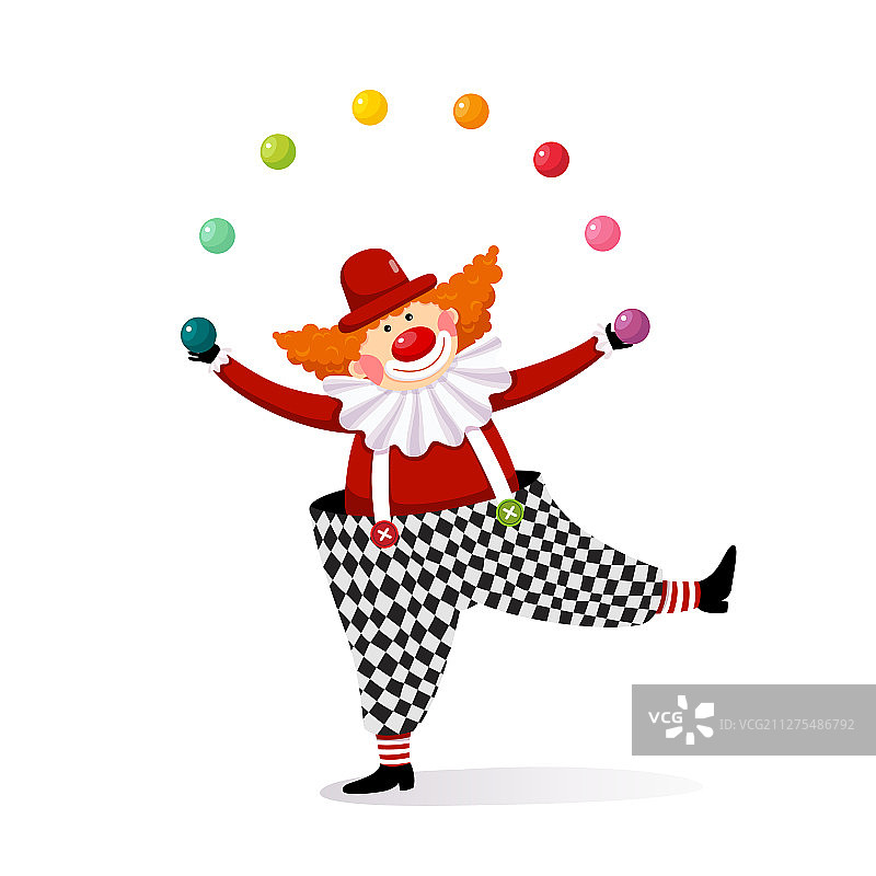 小丑耍五颜六色的球图片素材