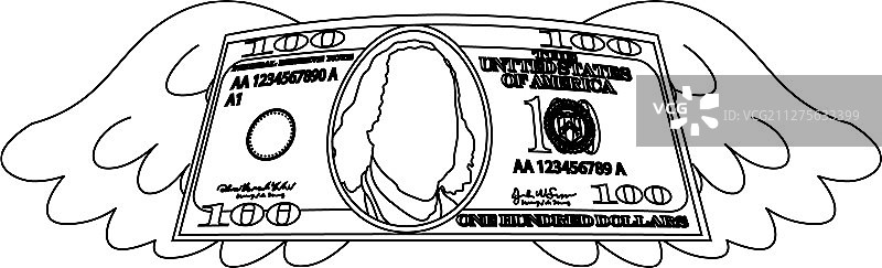 羽毛变形100美元钞票轮廓图片素材