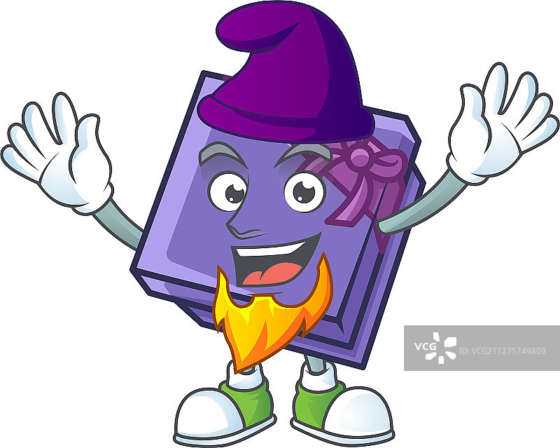 紫色礼盒吉祥物卡通风格的小精灵图片素材