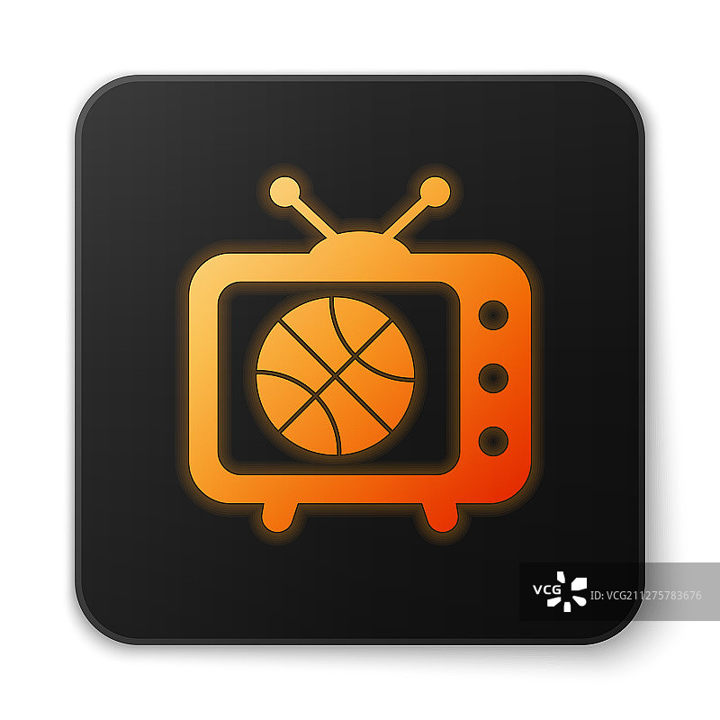 电视节目上的橙色霓虹篮球比赛图片素材