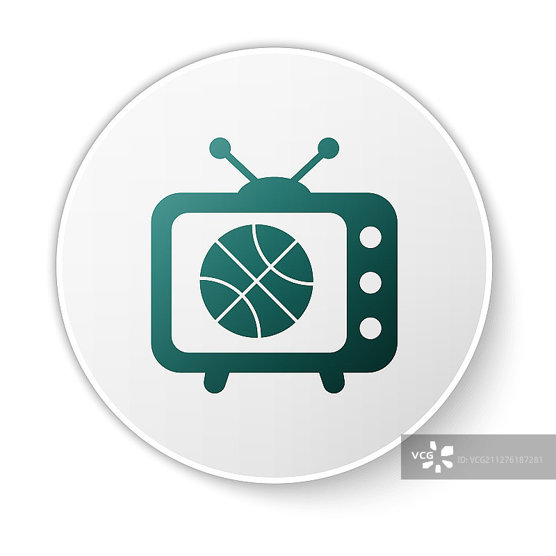 绿色篮球比赛在电视节目孤立图标图片素材