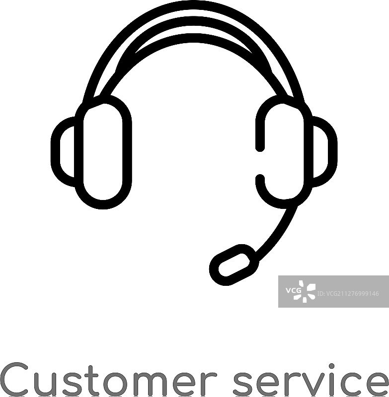 轮廓客户服务耳机图标隔离图片素材