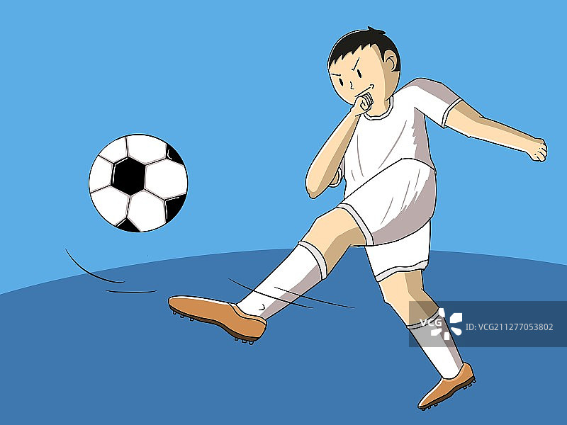 插画：踢球的男孩图片素材