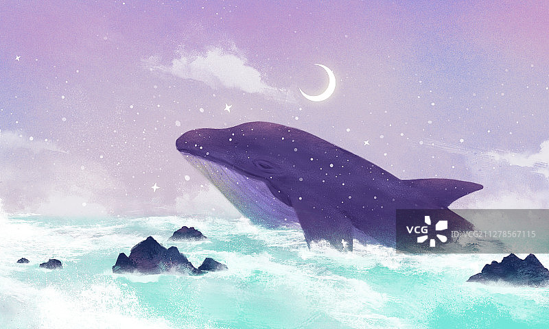 湛蓝的大海里潜出水面的大海豚横图图片素材