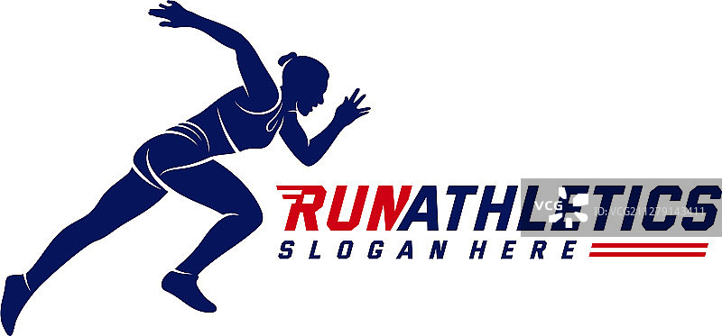 跑步女子剪影标志设计马拉松图片素材