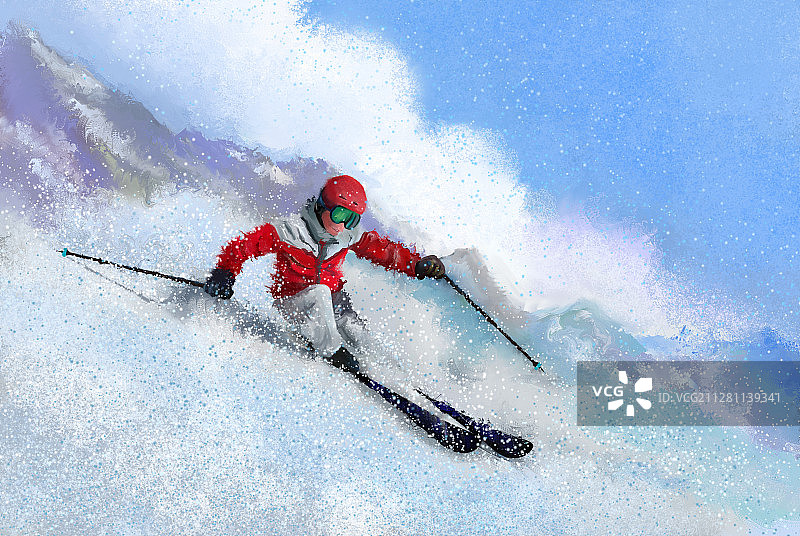 高山滑雪运动图片素材