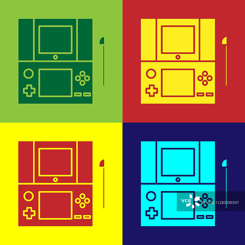 彩色便携式视频游戏控制台图标隔离开图片素材