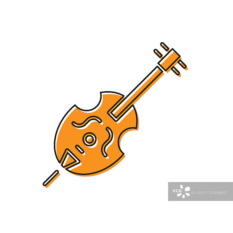 橙色小提琴图标孤立在白色背景图片素材