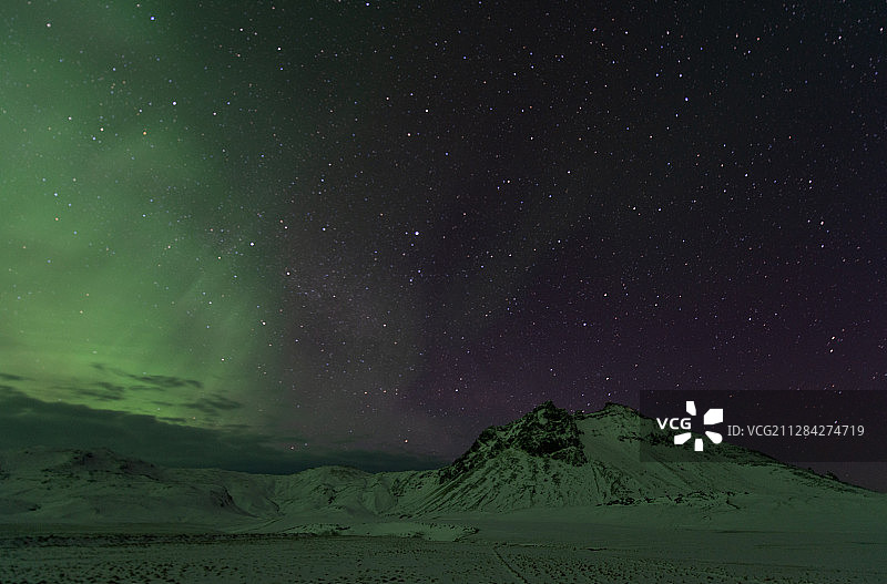 冰岛1号公路极光拍摄图片素材