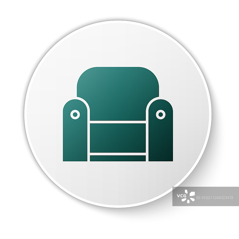 绿色扶手椅图标孤立在白色背景图片素材