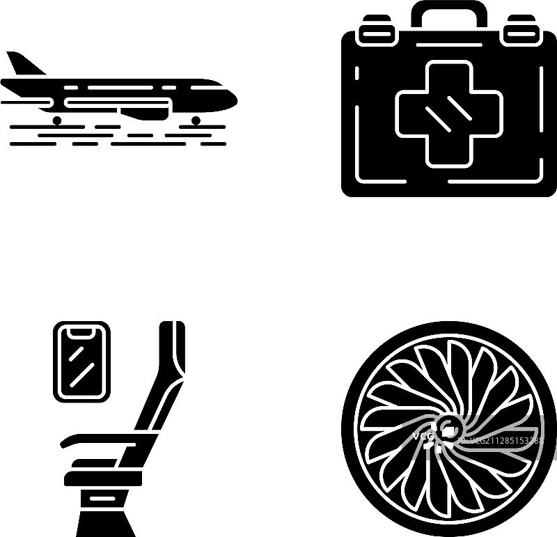 航空服务字形图标集图片素材