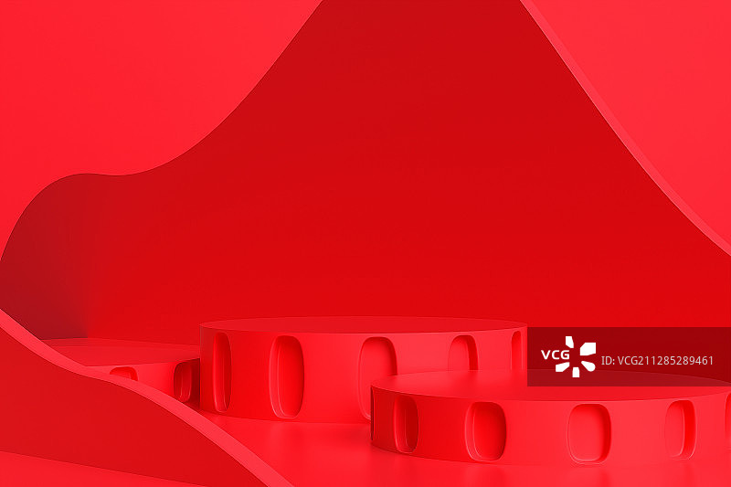 3D现代简洁红色物品展示空间背景图片素材