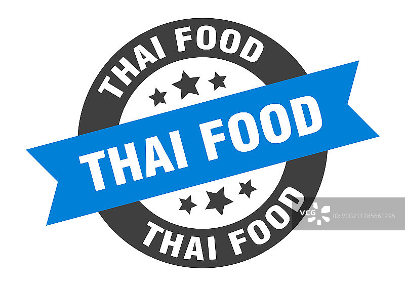 泰式食品标志泰式食品圆丝带贴纸图片素材